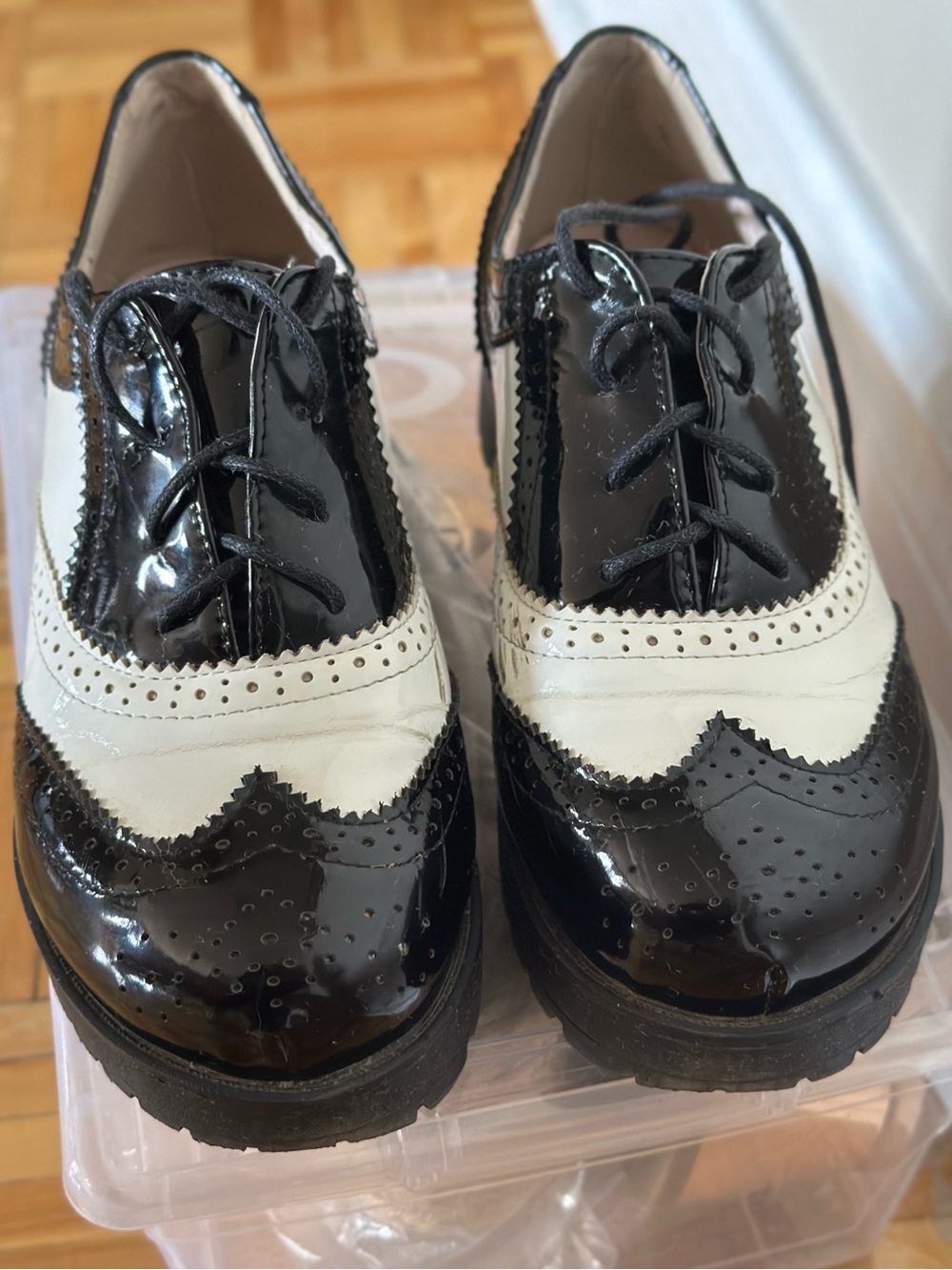 Classic Black and White Women’s Brogue Oxfords